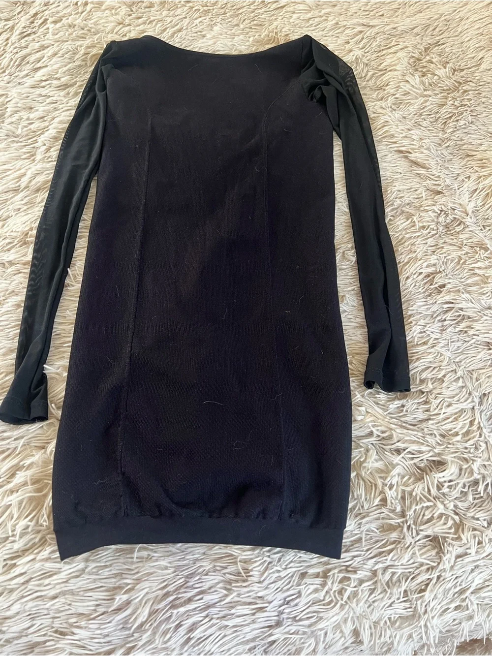 Free People Black Sheer Long-Sleeve mini dress